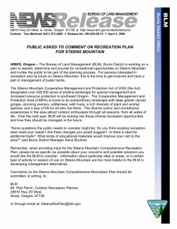 Public Asked to Comment on Recreation Plan for Steens Mountain