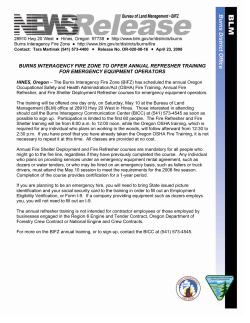 Burns Interagency Fire Zone to Offer Annual Refresher Training