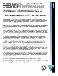 Burns Interagency Fire Zone Urges Caution to Avoid Wildfires