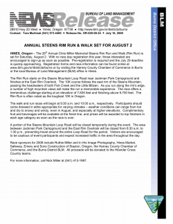 Annual Steens Rim Run and Walk Set for August 2