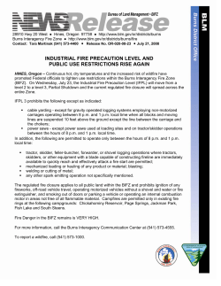 Industrial Fire Precaution Level and Public Use Restrictions Rise Again 2008