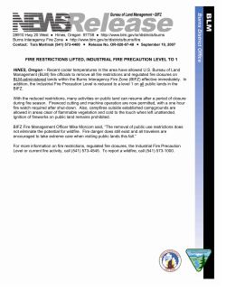 Fire Restrictions Lifted, Industrial Fire Precaution Level to 1