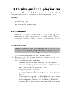 A Faculty Guide to Plagiarism