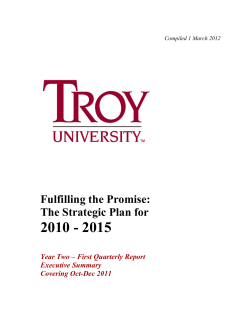 2010-2015 Strategic Plan - Year Two - First Quarterly Report Covering October - December 2011