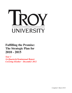 2010-2015 Strategic Plan - Year Three - First Quarterly/Semiannual Report Covering October - December 2012
