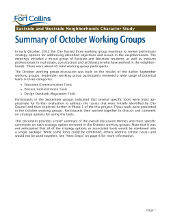 Summary of Oct. Working Groups