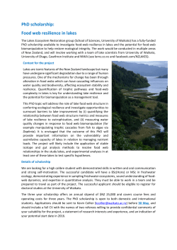 Lakes PhD Scholarship