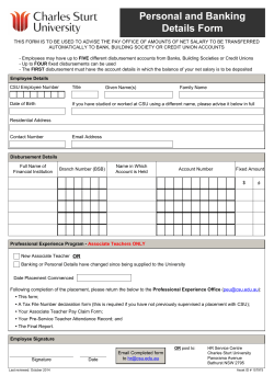 Personal and Banking Details