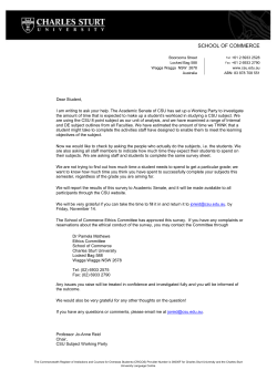 CSU Subject Working Party Survey Information Sheet