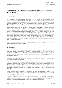AUQA Framework for Standards, Evidence and Outcomes [.PDF]