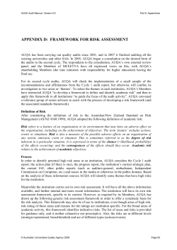 AUQA Framework for Risk Assessment [.PDF]