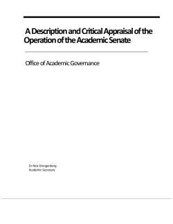 Summary and Critical Review of Senate Operation 2009 [.PDF]