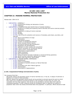 Marine Mammal Protection Act of 1972