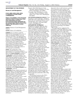 Notification of Final EIS