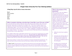 Oregon State University First Year Advising Syllabus Draft #4