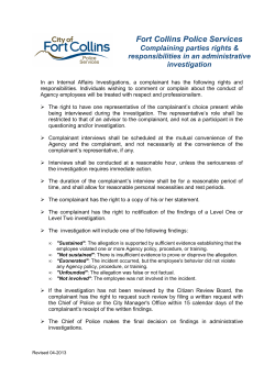 Complaining Party's Rights and Responsibilities