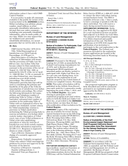 Published by BLM in Federal Register