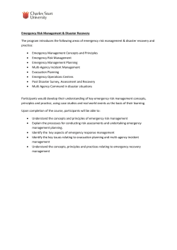 Emergency Risk Management and Disaster Recovery