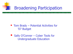 Broadening Participation - Potential Activities for FY 07