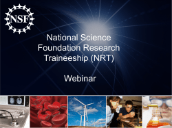 NSF action: NSF Research Traineeship (NRT) Presentation (new in 2014)