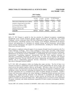 BIO FY 2015 Budget Narrative