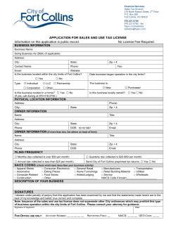 City Sales and Use Tax License