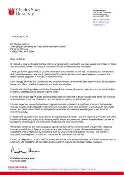 Trade and Investment Growth Inquiry into Australia’s Future in Research and Innovation