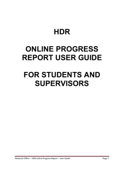 HDR Online Progress Report User Guide