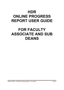 HDR Online Progress Report User Guide - For Faculty Associate & Sub Deans