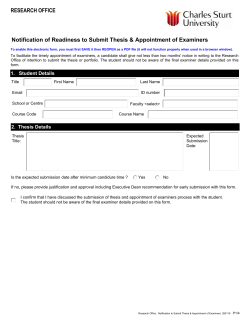 Notification to Submit Thesis & Appointment of Examiners