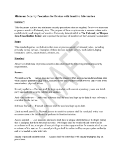 Minimum Security Procedures for Devices with Sensitive Information