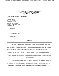 31 Order on Def s Mtn for Judicial Recusal is Denied