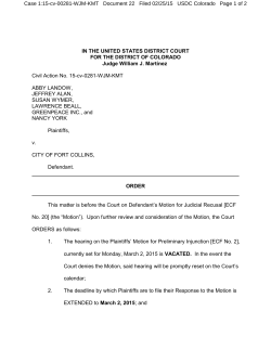21 Signed Order - March 2 Hearing Vacated