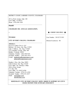 33 Fort Collins Reply in Support of Cross Motion for Summary Judgment.pdf