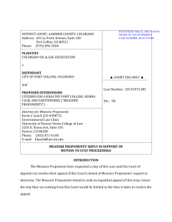 30 Measure Proponents Reply on Motion to Stay