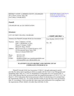 17 Plaintiffs Status Report Recompliance with Rule 16