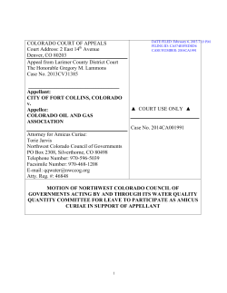 23 NWCCOG Motion for Leave to Participate as Amicus Curiae in Support of Appeallant