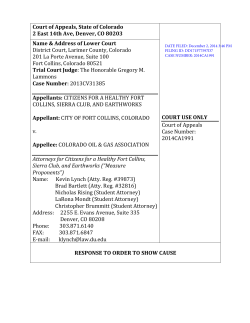 11 Citizens for a Healthy Fort_Collins Reponse to Order to Show Cause on Appellate Jurisdiction