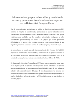 Informe sobre grupos vulnerables y medidas de acceso y permanencia en la educaci n superior