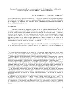 El acceso y la permanencia de las personas en situaci n de discapacidad