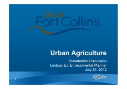 City of Fort Collins (Lindsay Ex) Urban Agriculture Practices and How the City Supports Urban Agriculture