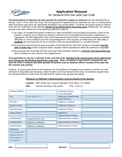 Application Request for Variance from the Land Use Code