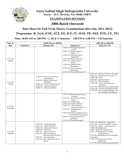 Date Sheet for End Term Theory Examinations (Dec-Jan, 2011-2012) for Programme: B. Tech.