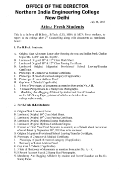 Attn.: Fresh Students