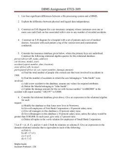 Database Management System - Database Management System Assignment for T1 section