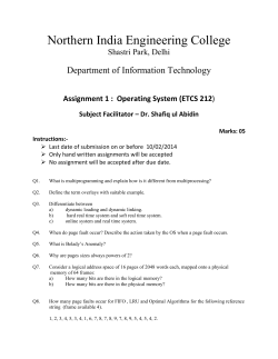 Operating System (ETCS 212) - Assignment 1 by Dr. Shafiq ul Abidin