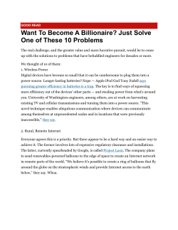 Food for Thought - Innovation challanges for Engineers