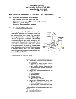 Manufacturing machines - model paper