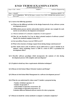 Software Engineering - Sample Paper