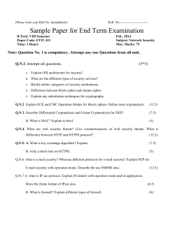 Network Security ( ETIT - 412) - Model Question Paper - 2